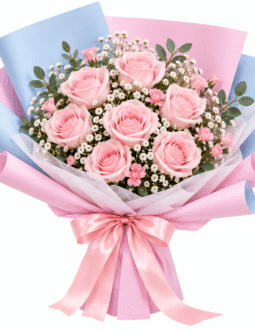 7 pink roses bouqets