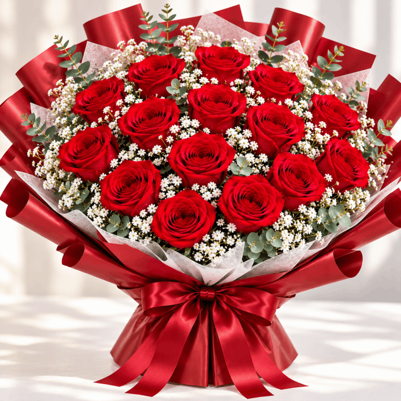 15 red rose bouqet
