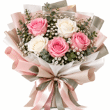 5 Pink and White Rose Bouquet
