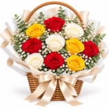 10 Mixed Rose Basket