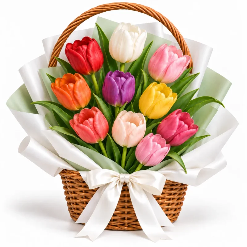 10 Mixed tulip basket 10 Mixed tulip basket