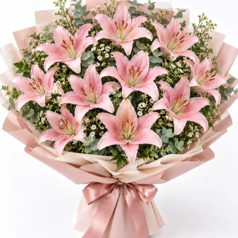 10 Pink Lily Bouquet