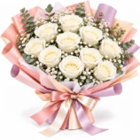10 White Rose Bouquet