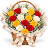 15 Mixed Rose Basket