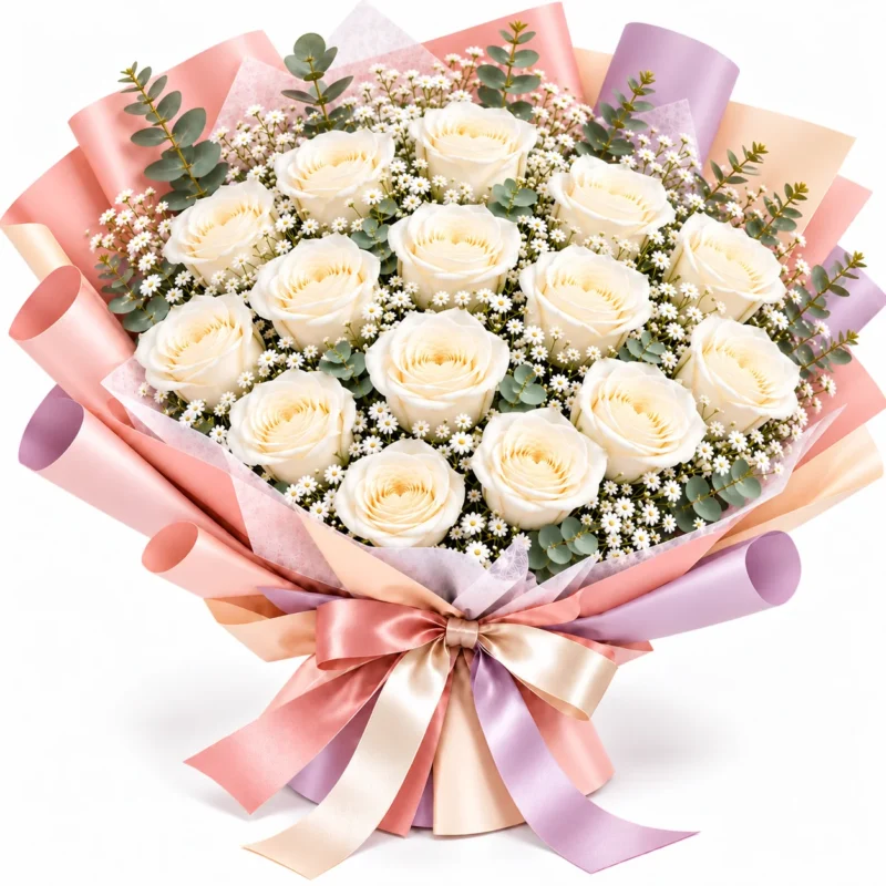 15 White Rose Bouquet