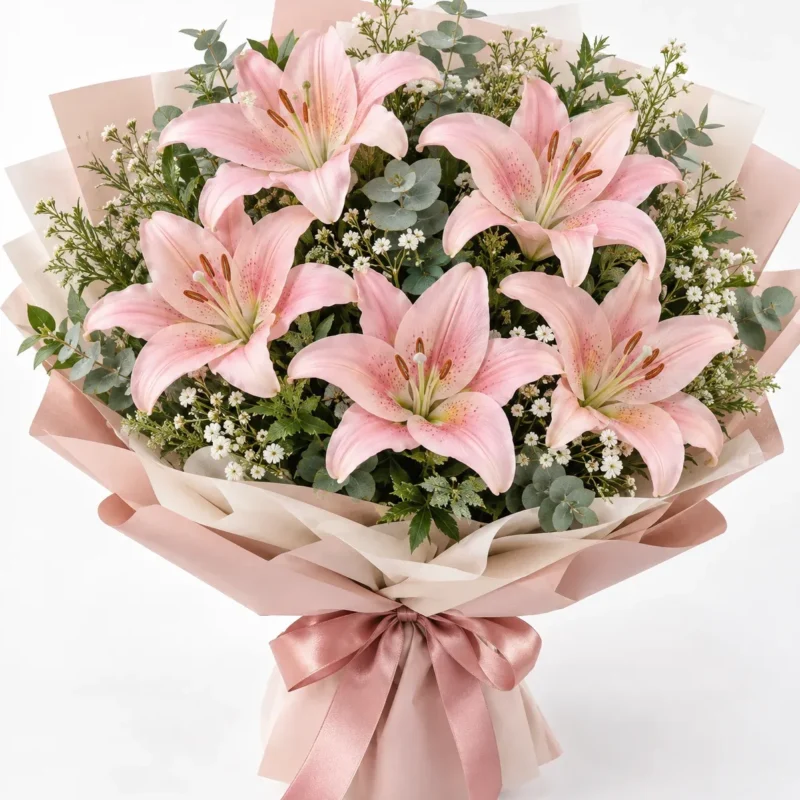 5 Pink Lily Bouquet