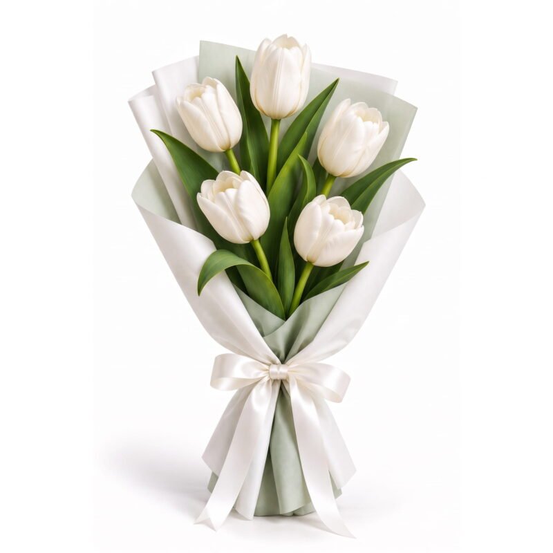 5 White Tulip Bouquet 5 White Tulip Bouquet