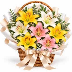 7 Mixed Lily Basket