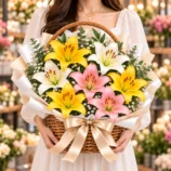 7 Mixed Lily Basket w model