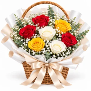 7 Mixed Rose Basket