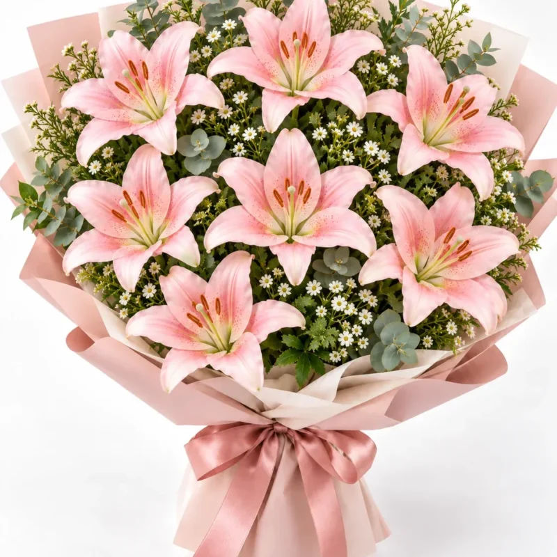 7 Pink Lily Bouquet