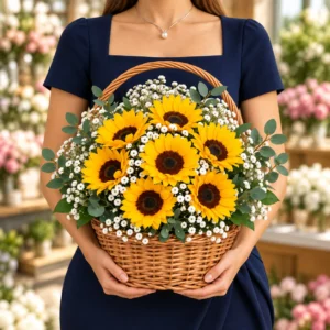 7 Sunflower Basket w model