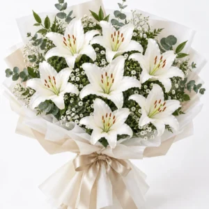 7 White Lily Bouquet