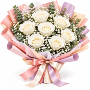 7 White Rose Bouquet