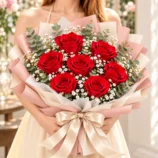 7 Red Rose Bouquet w model
