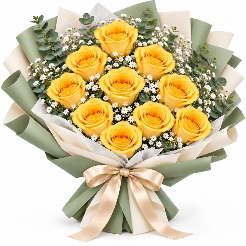 Brighter with You - 10 Yellow Rose Bouquet 10 Yellow Rose Bouquet
