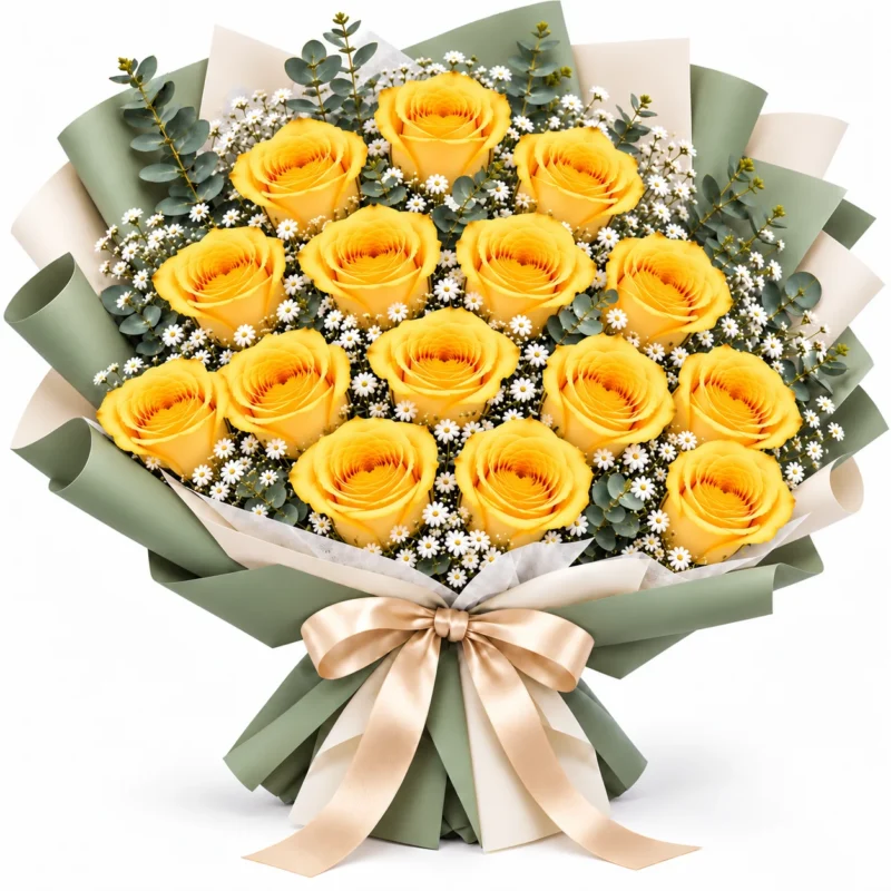 Brighter with You - 15 Yellow Rose Bouquet Brighter with You - 15 Yellow Rose Bouquet