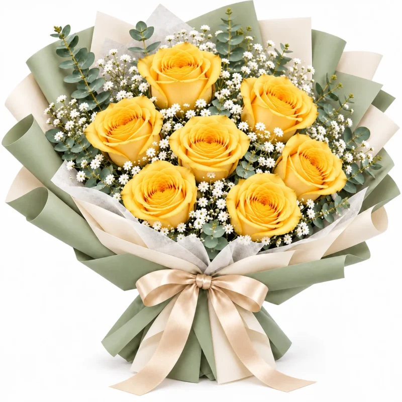 Brighter with You - 7 Yellow Rose Bouquet 7 Yellow Rose Bouquet