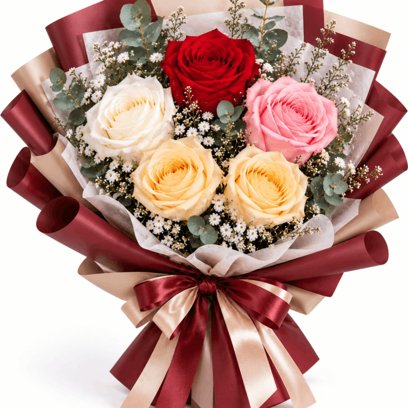 Every Shade of Love – Mixed Rose Bouquet 5