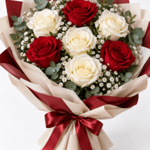 Red and White Rose Bouquet 7