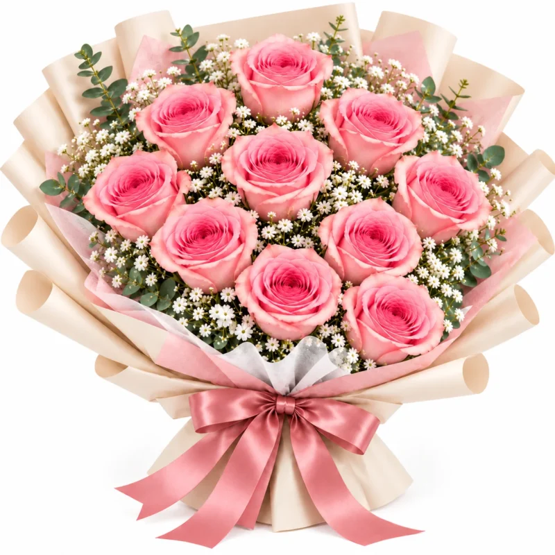 Wrapped in a Crush 10 Pink Rose Wrapped in a Crush 10 Pink Rose