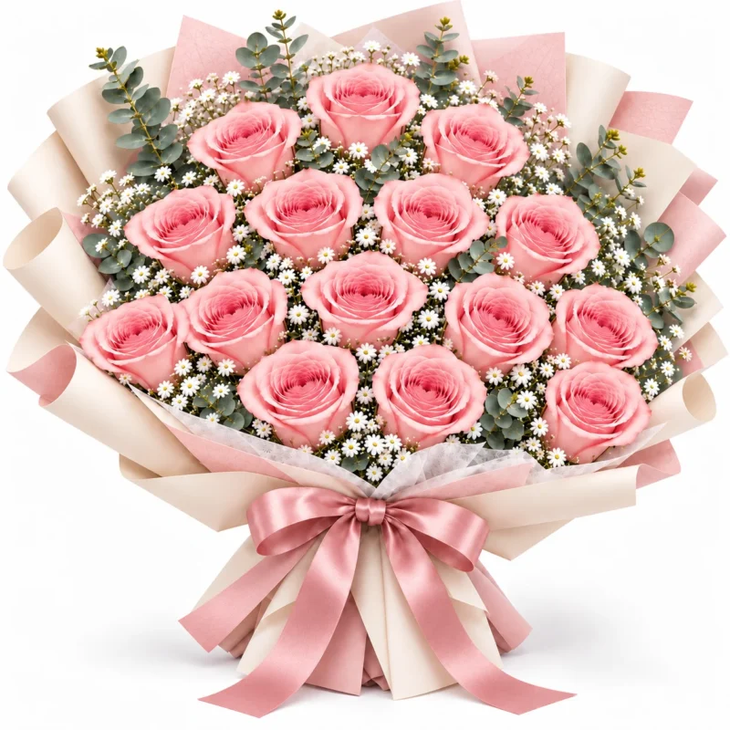 Wrapped in a Crush 15 Pink Rose Wrapped in a Crush 15 Pink Rose