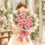 Wrapped in a Crush Pink Rose w model